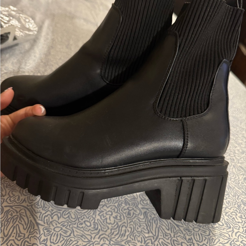 Black Chunky Platform Ankle Boots